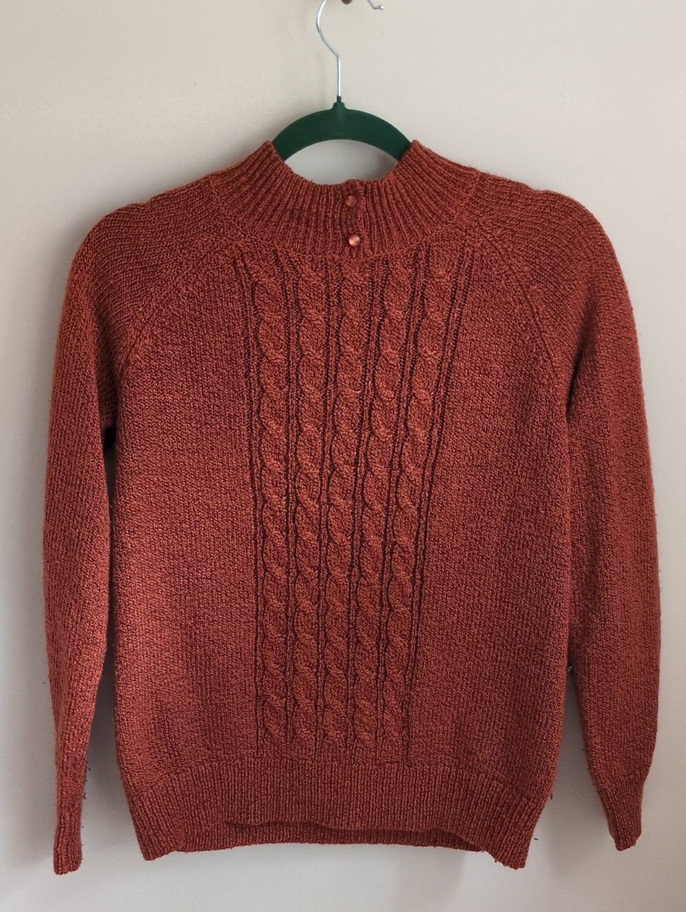 Carolyn Taylo Cable-Knit Crewneck Sweater - Rust Orange